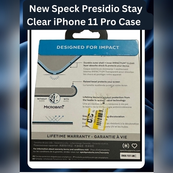 Speck Presidio Stay Clear iPhone 11 Pro Case โ Drop Tested & Antimicrobial - Picture 3 of 6